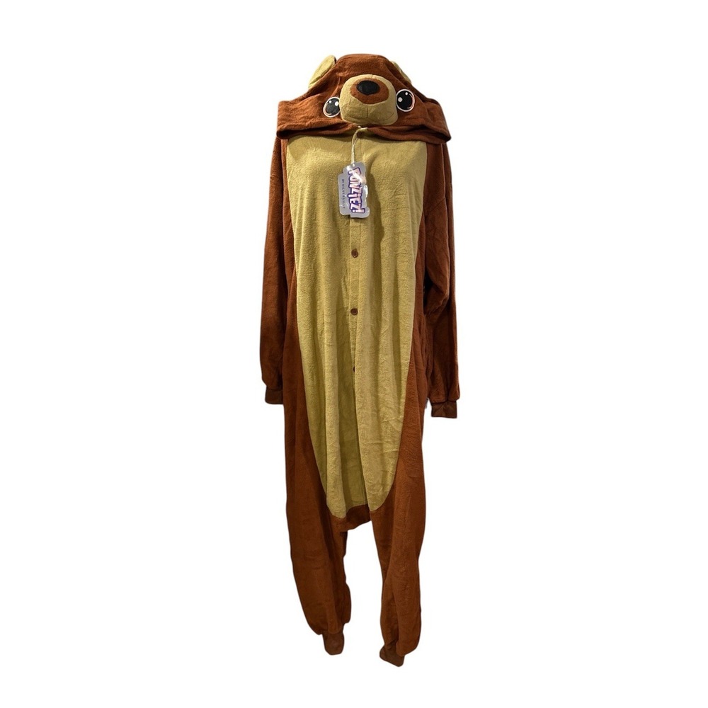Funzies! Silver|Lilly Unisex Pajamas Plush One Piece Teddy Bear Medium Brown